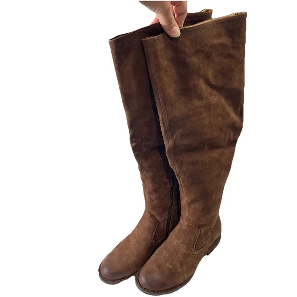 Born Womens Britton Over the Knee Brown Boot Leather Size 6.5M Riding Boots